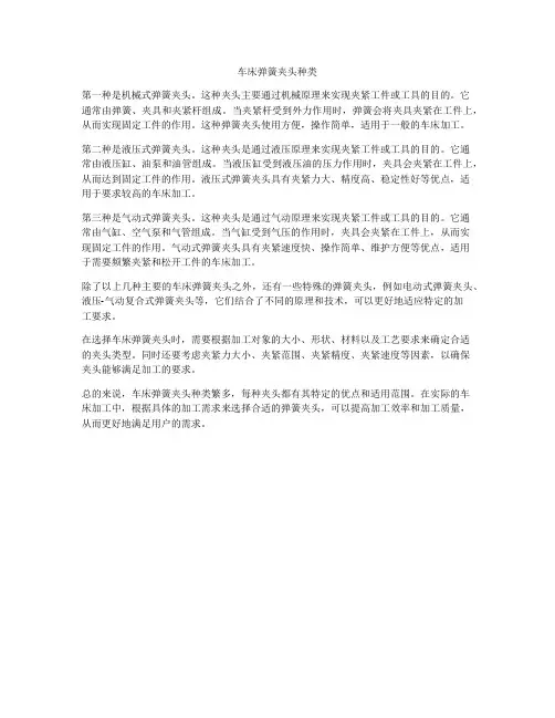 车床弹簧夹头种类