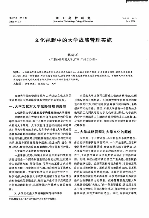 文化视野中的大学战略管理实施