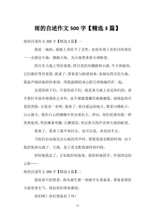 雨的自述作文500字【3篇】