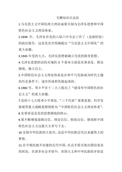 毛概知识点总结(期末)