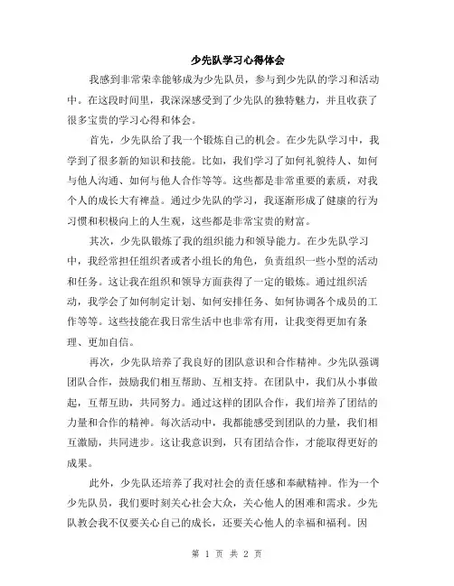 少先队学习心得体会