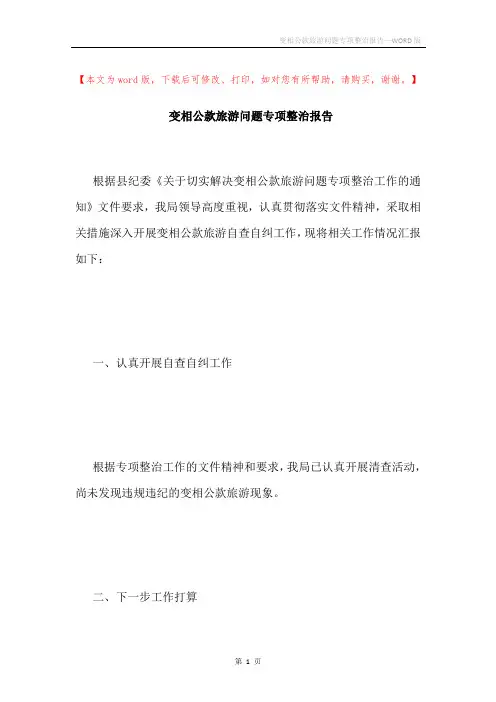 变相公款旅游问题专项整治报告