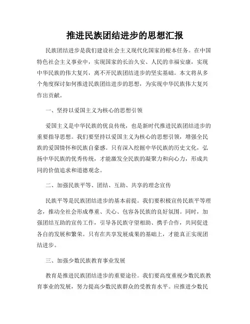 推进民族团结进步的思想汇报