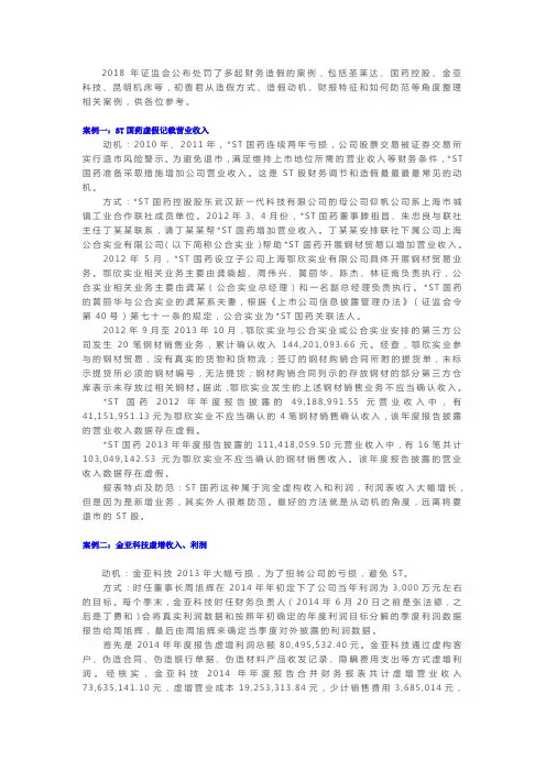 2018财务造假四大案例