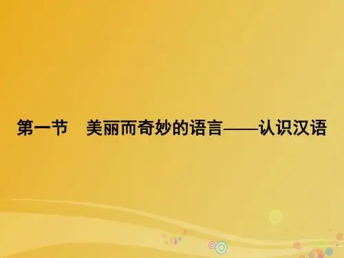 高中语文 第1课 走进汉语的世界 第1节 美丽而奇妙的语言认识汉语课件 新人教版选修《语言文字应用》