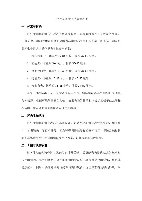 七个月狗狗生长的发育标准