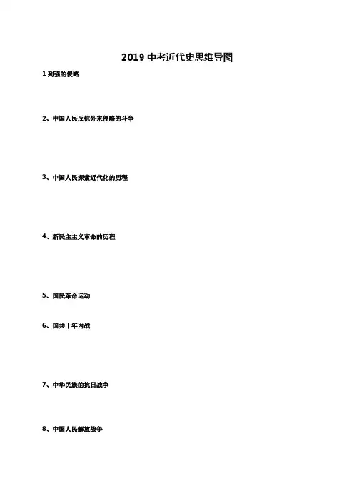 2018中考近代历史思维导图(部编版)