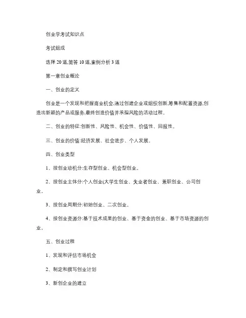 创业学考试知识点.