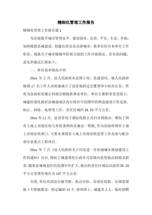 精细化管理工作报告