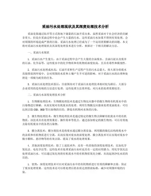 采油污水处理现状及其深度处理技术分析