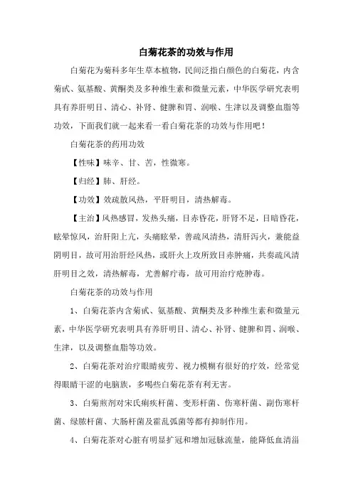 白菊花茶的功效与作用