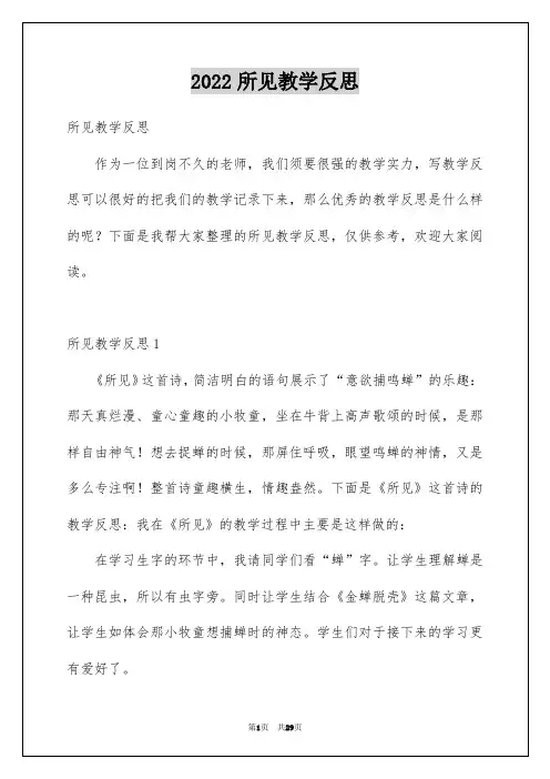 2022所见教学反思