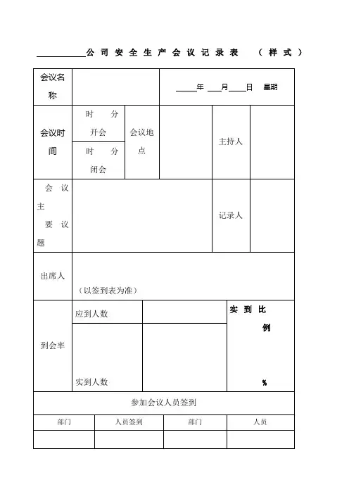 货运公司安全生产会议学习记录表