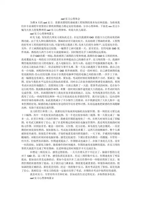 cad实习心得体会