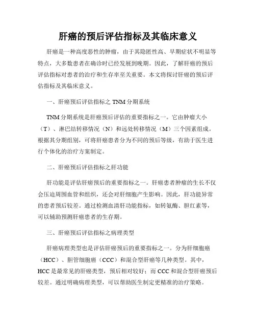 肝癌的预后评估指标及其临床意义