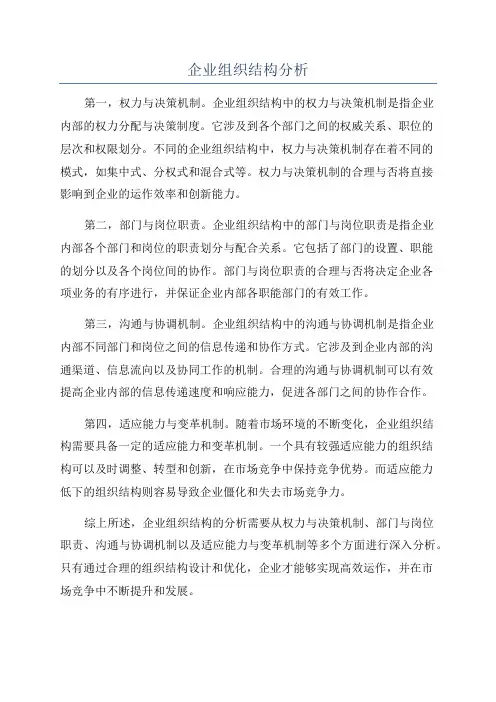 企业组织结构分析