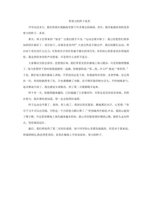 你努力的样子真美初中作文
