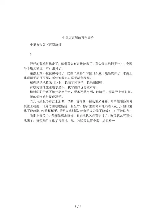 中卫方言版的再别康桥