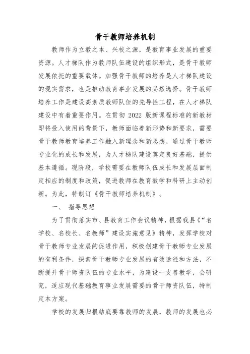骨干教师培养机制