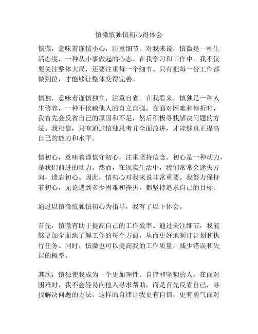 慎微慎独慎初心得体会