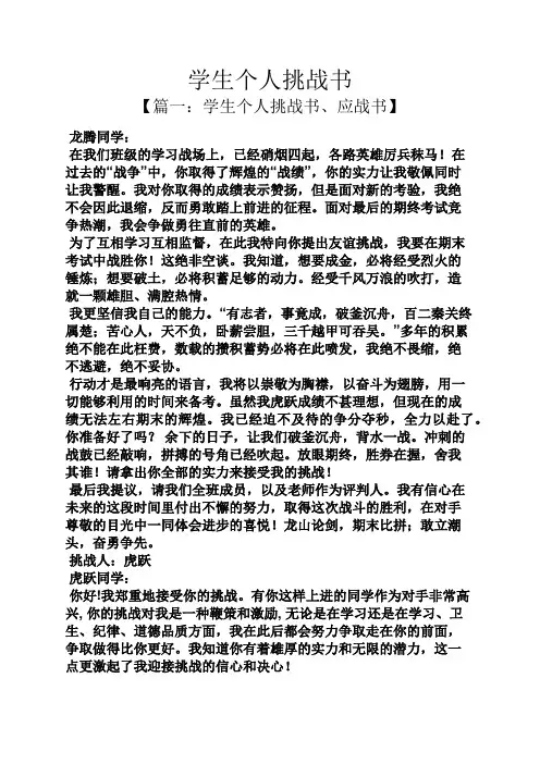 学生个人挑战书