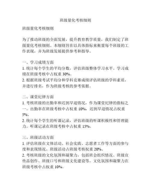 班级量化考核细则
