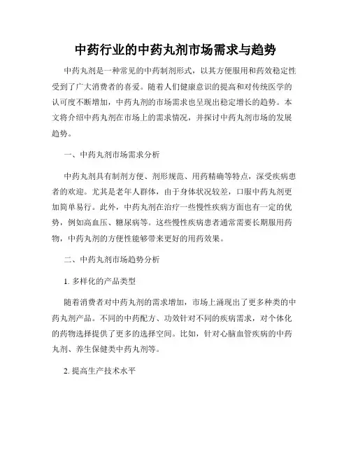 中药行业的中药丸剂市场需求与趋势