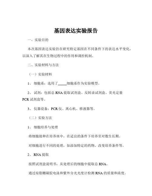 基因表达实验报告