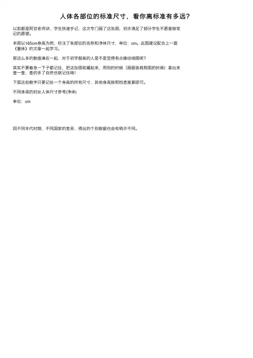 人体各部位的标准尺寸，看你离标准有多远？