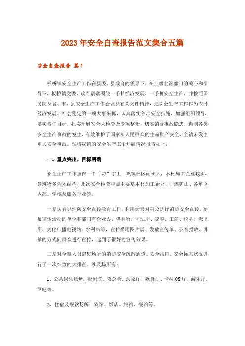 2023年安全自查报告范文集合五篇