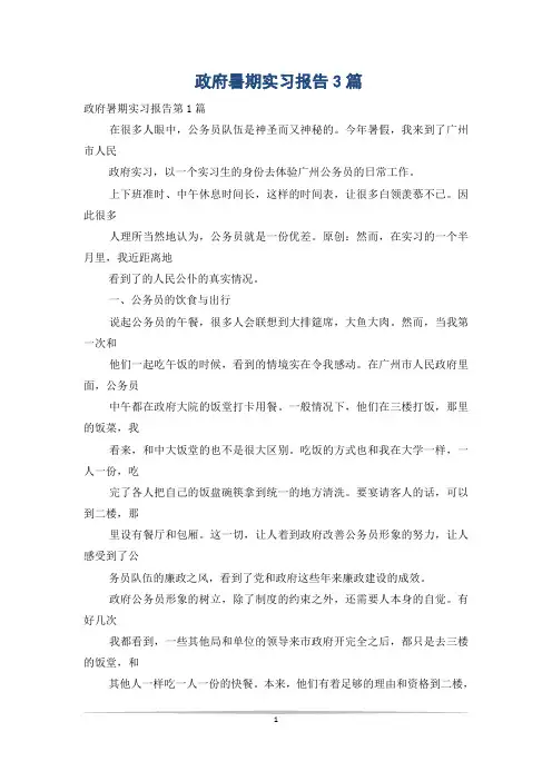 政府暑期实习报告3篇
