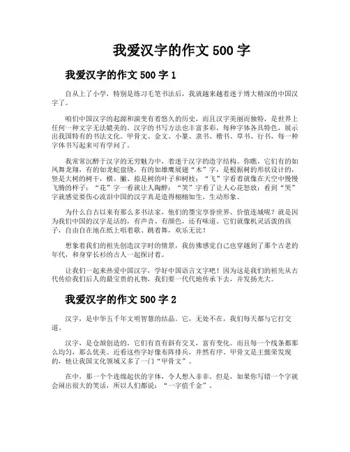 我爱汉字的作文500字