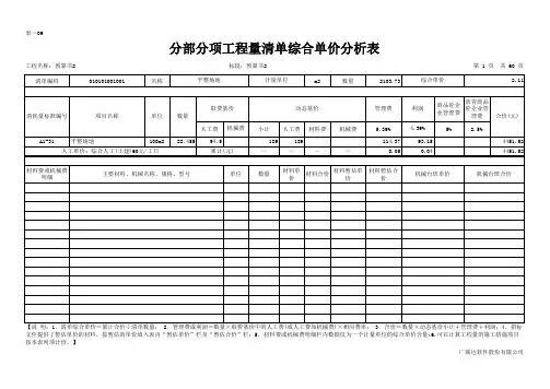 表—09分部分项工程量清单综合单价分析表