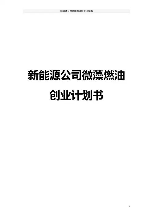 新能源公司微藻燃油创业计划书