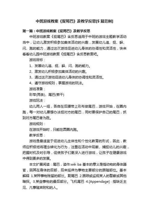中班游戏教案《捉尾巴》及教学反思[5篇范例]