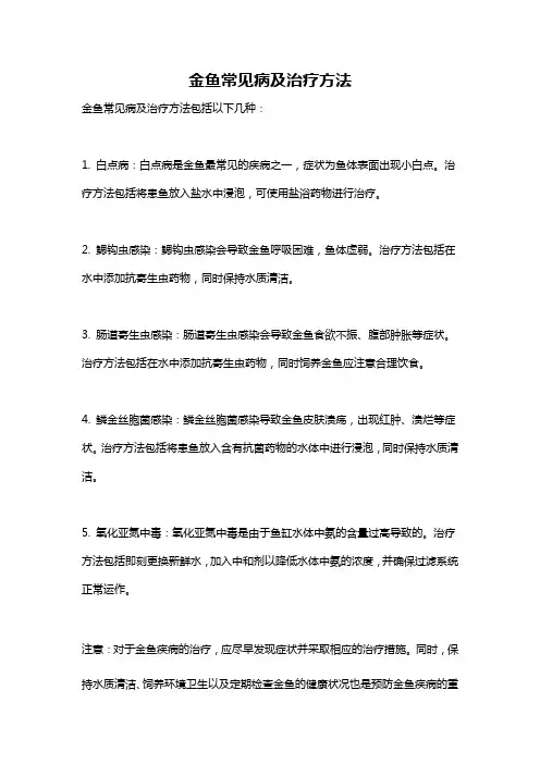 金鱼常见病及治疗方法