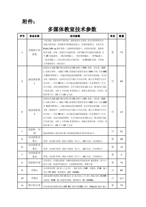 多媒体教室技术参数