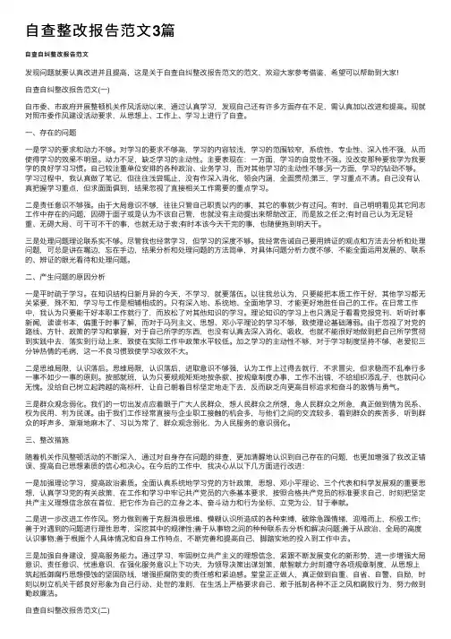 自查整改报告范文3篇
