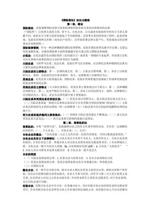 《国际商法》知识点梳理(PPT 课本) (1)
