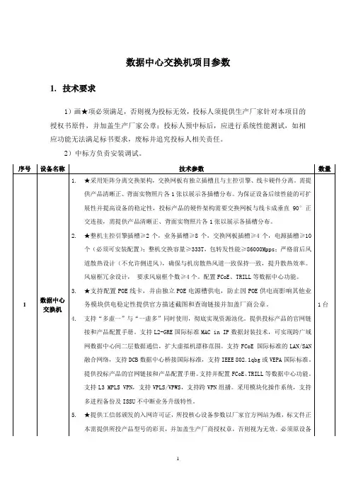 数据中心交换机参数