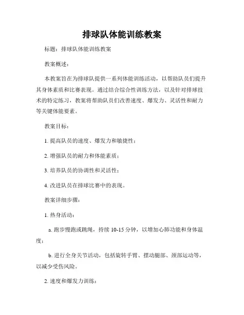 排球队体能训练教案