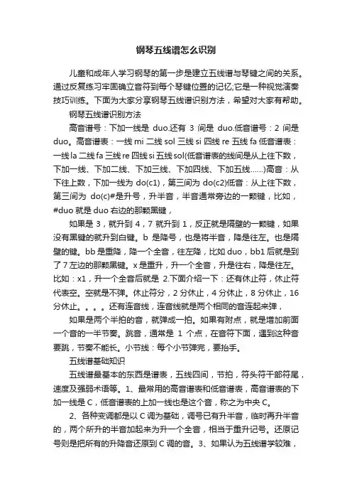 钢琴五线谱怎么识别