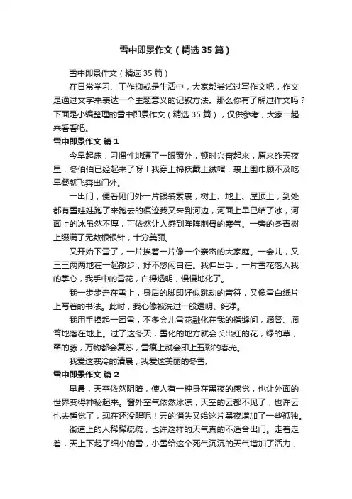 雪中即景作文（精选35篇）