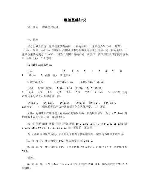 螺丝基础知识