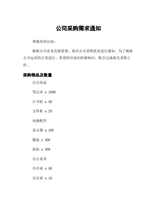 公司采购需求通知
