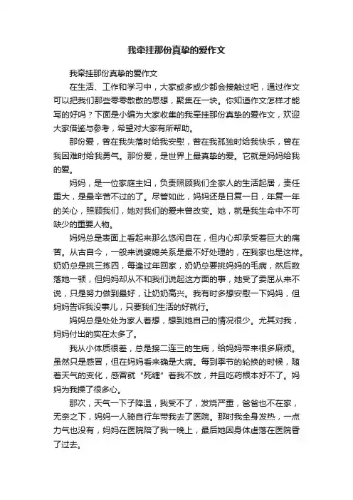 我牵挂那份真挚的爱作文