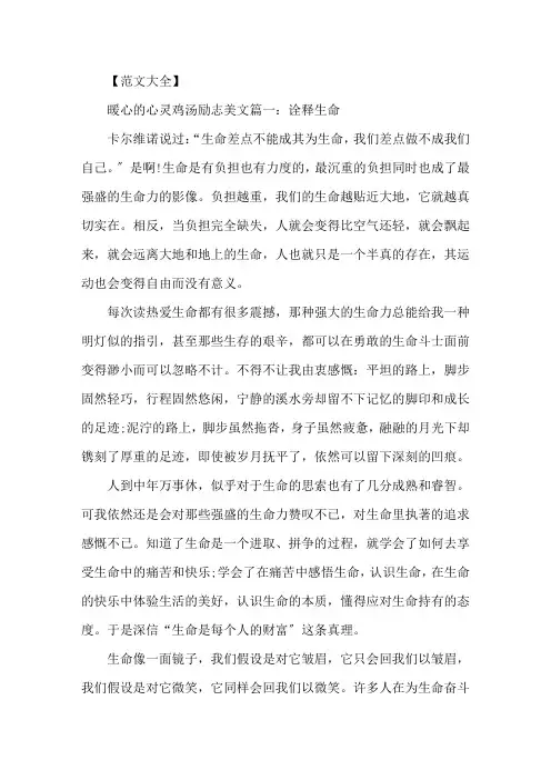 暖心的心灵鸡汤励志美文5篇精选