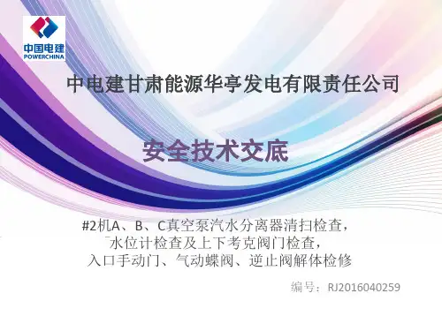 2BW4 253-0 EK4水环真空泵检修工艺及各阀门检修