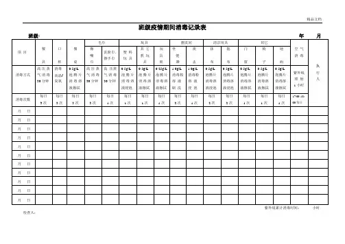班级疫情期消毒记录表