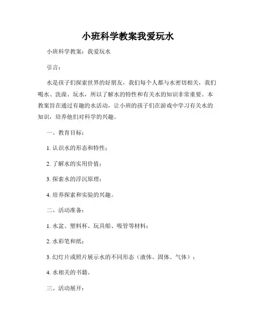 小班科学教案我爱玩水